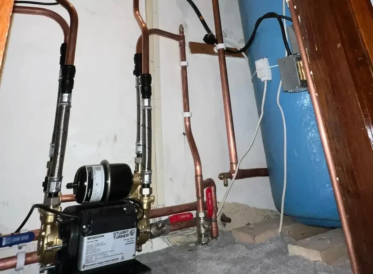 Domestic booster pump system installation and pipework